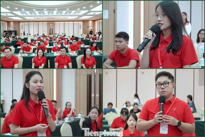 Các đại biểu thanh niên Việt Nam chia sẻ ý kiến, nêu câu hỏi tại buổi báo cáo chuyên đề.