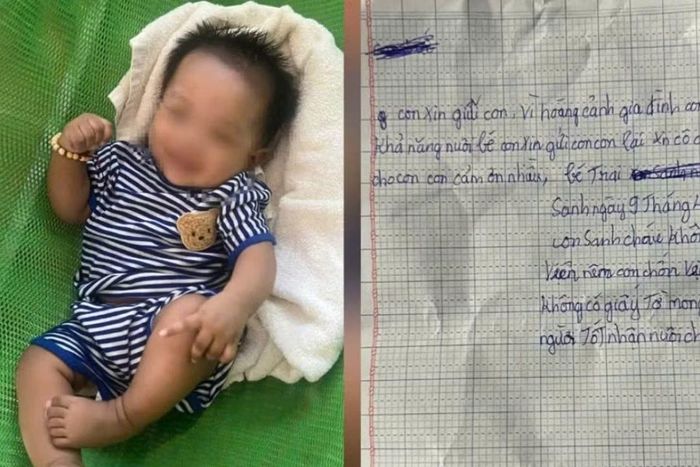 Đứa trẻ 4 tháng tuổi bị bỏ rơi kèm lá thư.