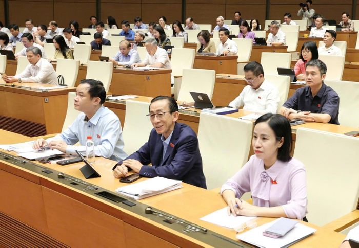 Các đại biểu tham gia biểu quyết thông qua Luật Dầu khí (sửa đổi).