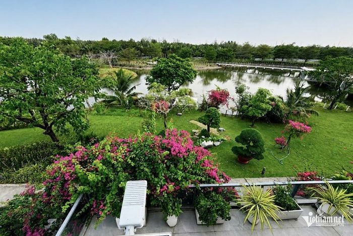 Những cây hoa giấy nhiều màu sắc làm ngôi nhà thêm rực rỡ.