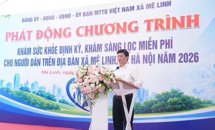 Bác sĩ Trần Quang Trịnh tại Lễ phát động khám sức khỏe hồi tháng 7. Ảnh: HNM.