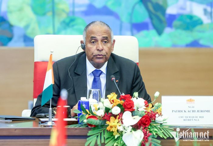 Chủ tịch Quốc hội Bờ Biển Ngà Patrick Achi phát biểu tại hội đàm