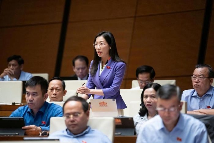  Đại biểu Hoàng Thị Thanh Thuý, đoàn ĐBQH tỉnh Tây Ninh phát biểu thảo luận (Ảnh: CTTĐT Quốc hội).