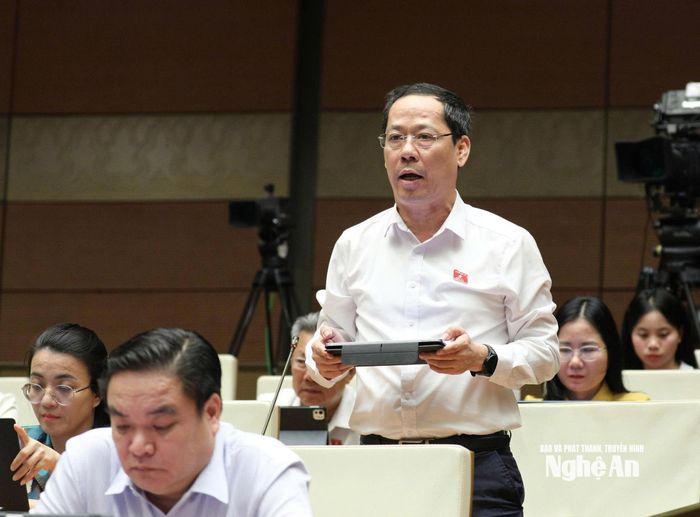 Đại biểu Quốc hội chuyên trách Trần Nhật Minh phát biểu thảo luận. Ảnh: Lâm Hiển
