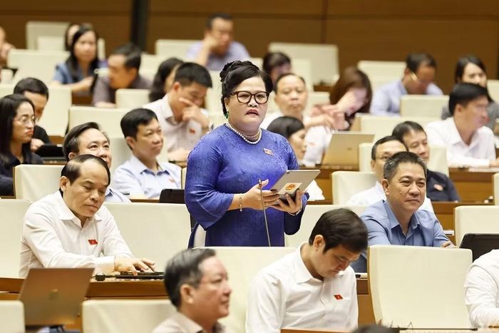 Đại biểu Quốc hội TP Huế Nguyễn Thị Sửu phát biểu. (Ảnh: Doãn Tấn/TTXVN)