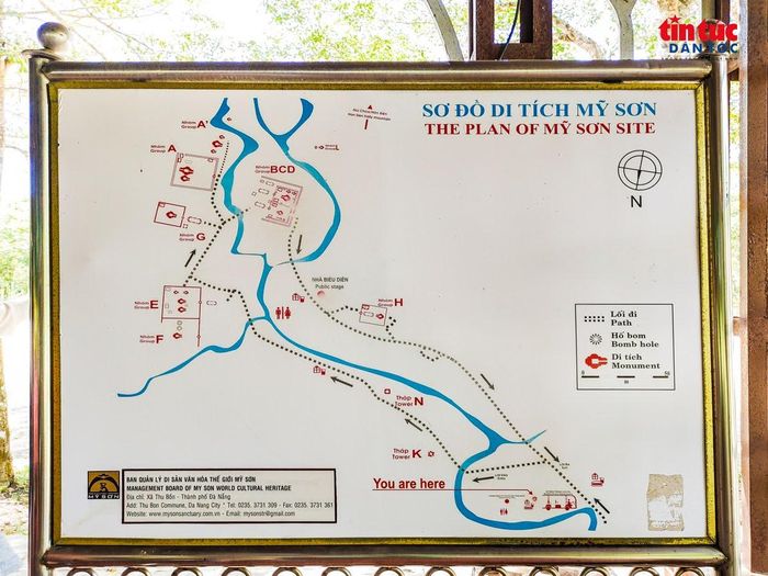 Thông tin và sơ đồ các vị trí tham quan tại di tích lịch sử Thánh địa Mỹ Sơn.
