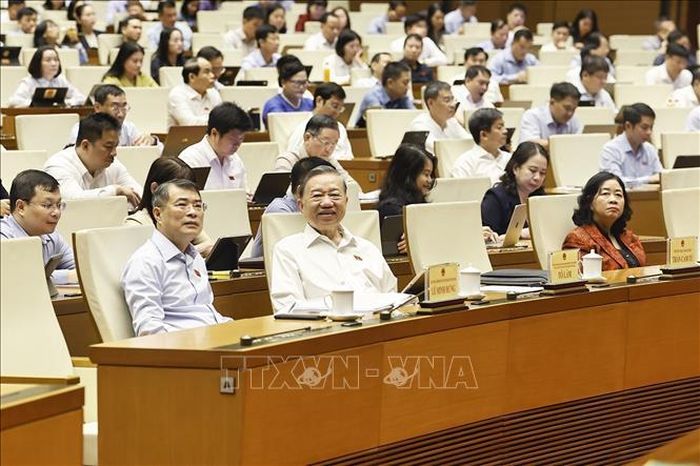 Tổng Bí thư, Chủ tịch nước Tô Lâm và các đồng chí lãnh đạo Đảng, Nhà nước dự phiên họp. Ảnh: Doãn Tấn/TTXVN