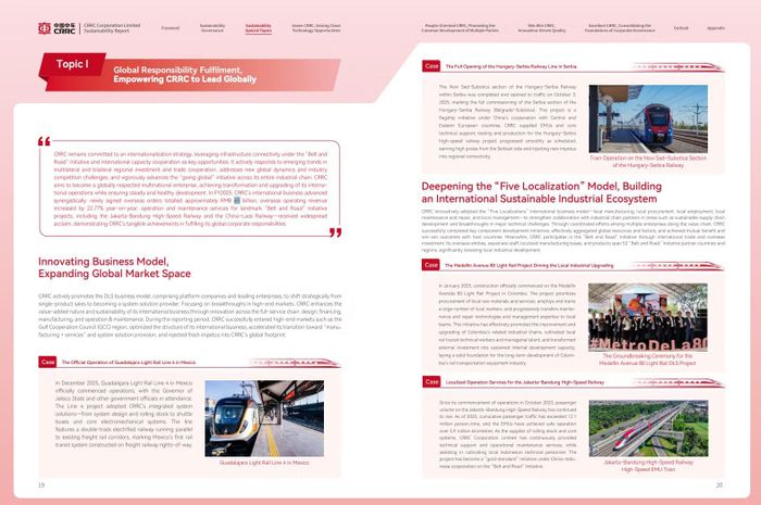 Báo cáo ESG 2025 của CRRC cho biết tập đoàn ký mới khoảng 65 tỷ NDT đơn hàng ở nước ngoài trong năm 2025 và mở rộng hoạt động tại nhiều thị trường quốc tế. Ảnh chụp màn hình báo cáo/Xuân Lực.
