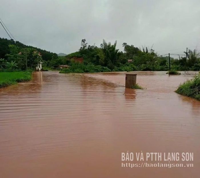 Mưa lớn gây ngập úng trên địa bàn xã
