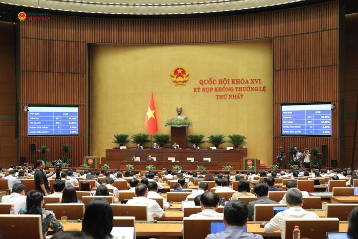 Quốc hội biểu quyết thông qua Luật sửa đổi, bổ sung một số điều của Luật Trách nhiệm bồi thường của Nhà nước. Ảnh: Hồ Long