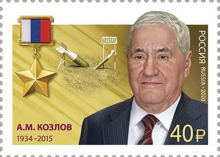  Hình ảnh Kozlov được in trên tem bưu chính Nga năm 2020. Nguồn: Rusmarka.ru 