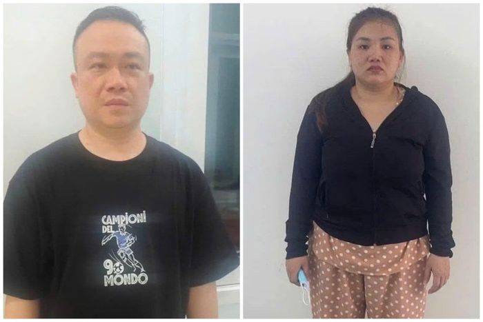Đối tượng Lê Minh Trí và Hoàng Yến Thanh tại cơ quan điều tra.