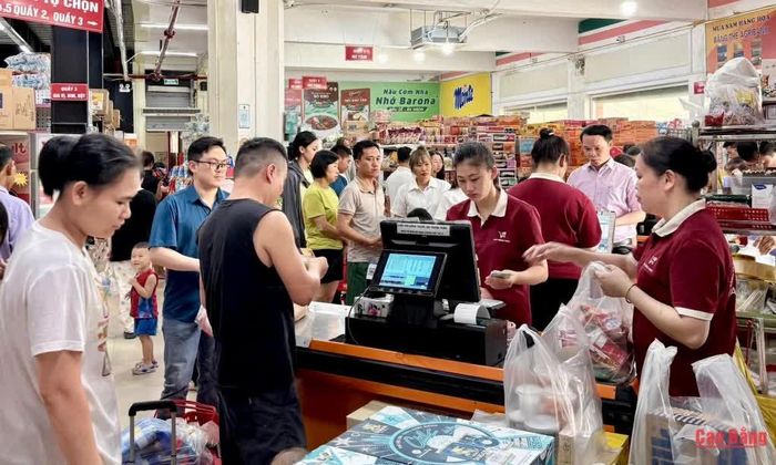 Khách hàng mua sắm các sản phẩm hàng Việt tại siêu thị.