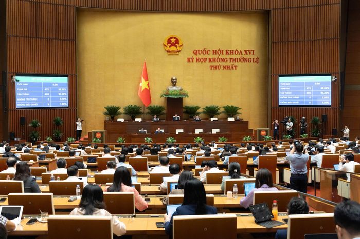 Quốc hội biểu quyết thông qua Luật Phổ biến, giáo dục pháp luật (sửa đổi). Ảnh: VPQH