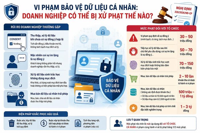 Vi phạm dữ liệu cá nhân, doanh nghiệp có thể bị phạt tới 3 tỷ đồng.