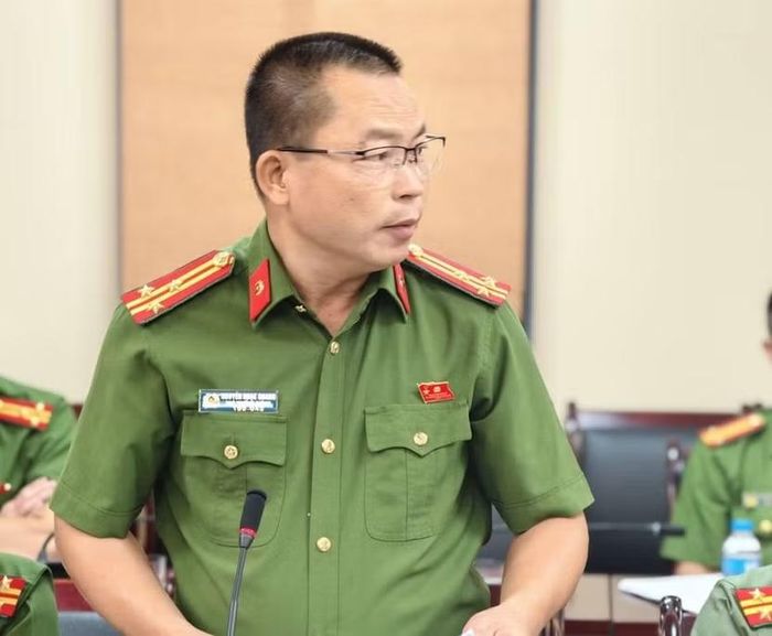 Thượng tá Nguyễn Ngọc Quang, Phó trưởng Phòng Cảnh sát Thi hành án hình sự và hỗ trợ tư pháp trình bày báo cáo