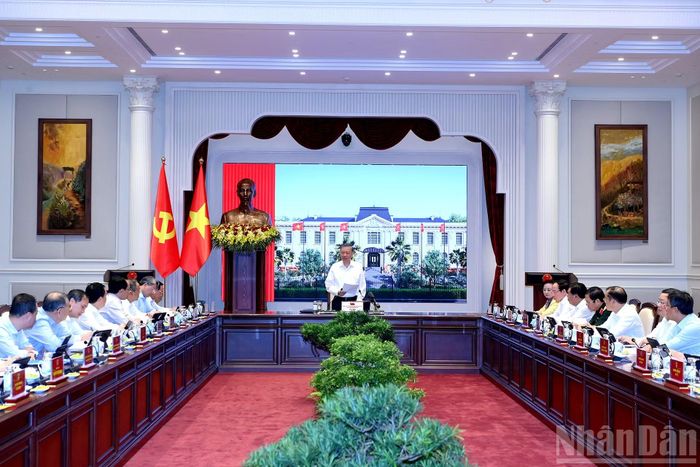 Quang cảnh cuộc làm việc tại Văn phòng Chủ tịch nước.