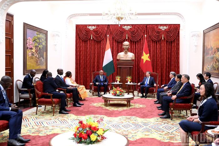 Quang cảnh cuộc tiếp Chủ tịch Quốc hội Bờ Biển Ngà Patrick Achi.