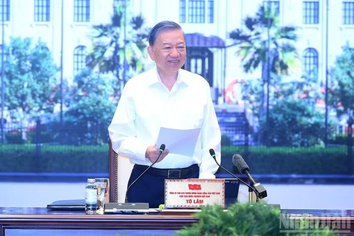 Tổng Bí thư, Chủ tịch nước Tô Lâm phát biểu tại cuộc làm việc. (Ảnh: ĐĂNG KHOA)