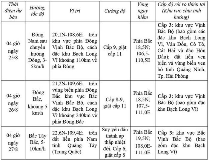 Dự báo diễn biến của bão số 4 (trong 24-72h tới).