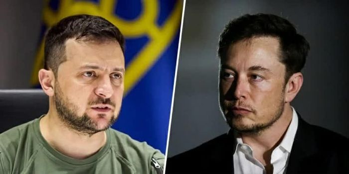 Tổng thống Volodymyr Zelensky (trái) cho hay, SpaceX chưa chấp thuận đề nghị của Kiev về việc sử dụng Starlink tại Nga, song các cuộc trao đổi với phía tỷ phú Elon Musk đang phát đi những tín hiệu tích cực hơn. (Nguồn: NBC News)