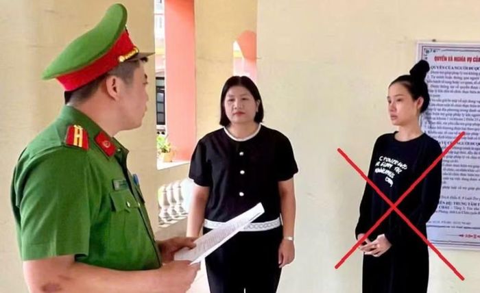 Đối tượng Dương Thị Thảo (đánh dấu X) bị cơ quan Cảnh sát điều tra, Công an tỉnh Lai Châu bắt tạm giam