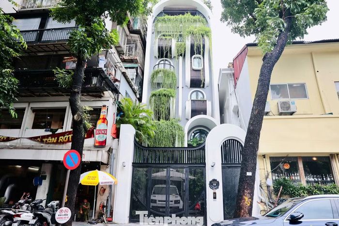 Ngôi nhà nằm giữa hai quán ăn, có thiết kế hiện đại.