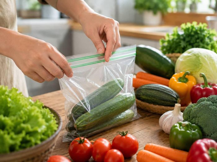 Dùng màng bọc thực phẩm hoặc cho vào túi zip bảo quản các loại quả. Ảnh minh họa: AI