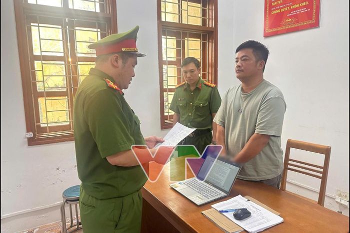 Vũ Hoàng Hải tại cơ quan công an. Ảnh: VTV