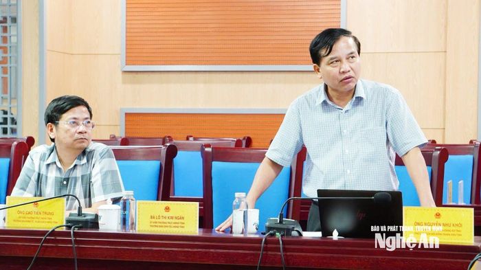 Đồng chí Nguyễn Như Khôi phát biểu tại cuộc làm việc.