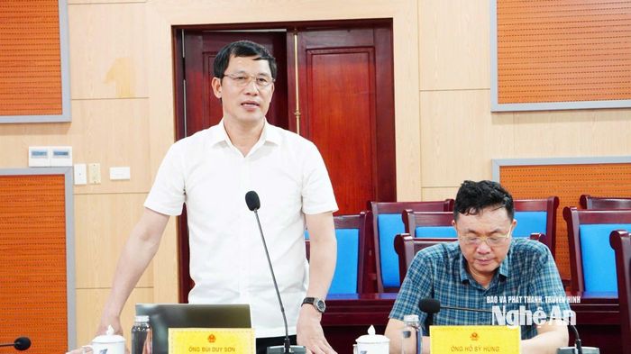 Đồng chí Bùi Duy Sơn phát biểu tại cuộc làm việc.
