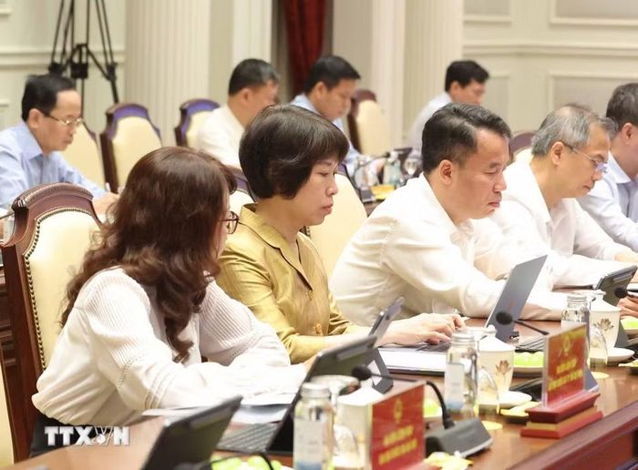 Các đại biểu tham dự cuộc làm việc. (Ảnh: Thống Nhất/TTXVN)
