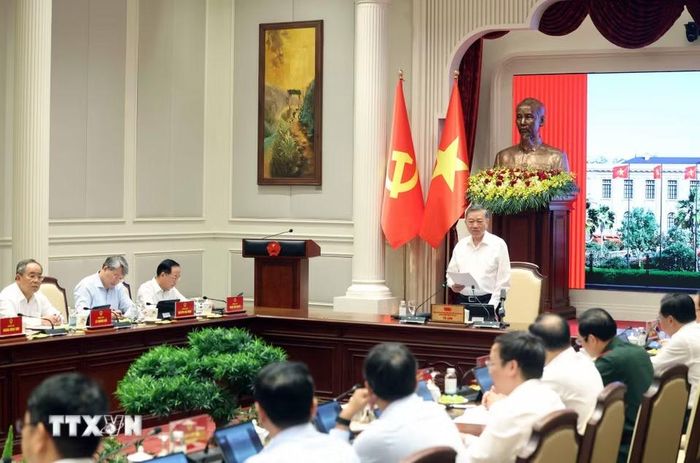 Tổng Bí thư, Chủ tịch nước Tô Lâm phát biểu chỉ đạo. (Ảnh: Thống Nhất/TTXVN)