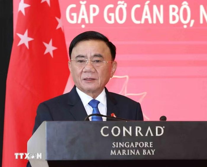Thường trực Ban Bí thư Trần Cẩm Tú phát biểu tại buổi gặp mặt. (Ảnh: Phương Hoa/TTXVN)