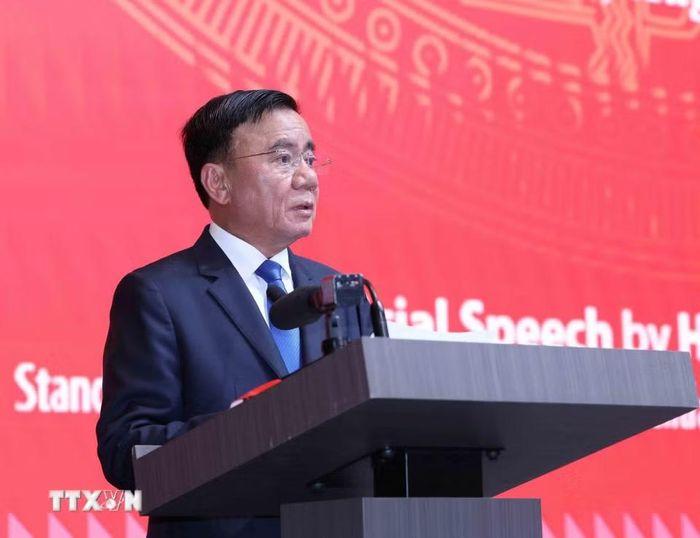 Thường trực Ban Bí thư Trần Cẩm Tú phát biểu tại Lễ kỷ niệm. (Ảnh: Phương Hoa/TTXVN)