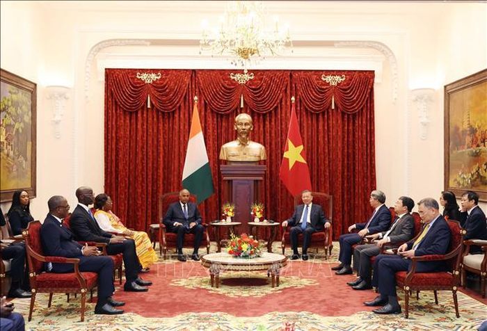 Tổng Bí thư, Chủ tịch nước Tô Lâm tiếp Chủ tịch Quốc hội Côte d’Ivoire Patrick Achi thăm chính thức Việt Nam. Ảnh: Thống Nhất/TTXVN