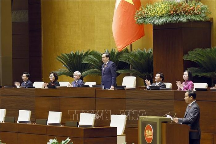 Chủ tịch Quốc hội Trần Thanh Mẫn chủ trì phiên bế mạc kỳ họp. Ảnh: Doãn Tấn/TTXVN