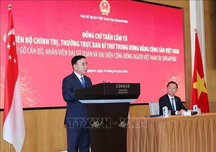 Thường trực Ban Bí thư Trần Cẩm Tú phát biểu tại buổi gặp mặt. Ảnh: Phương Hoa/TTXVN