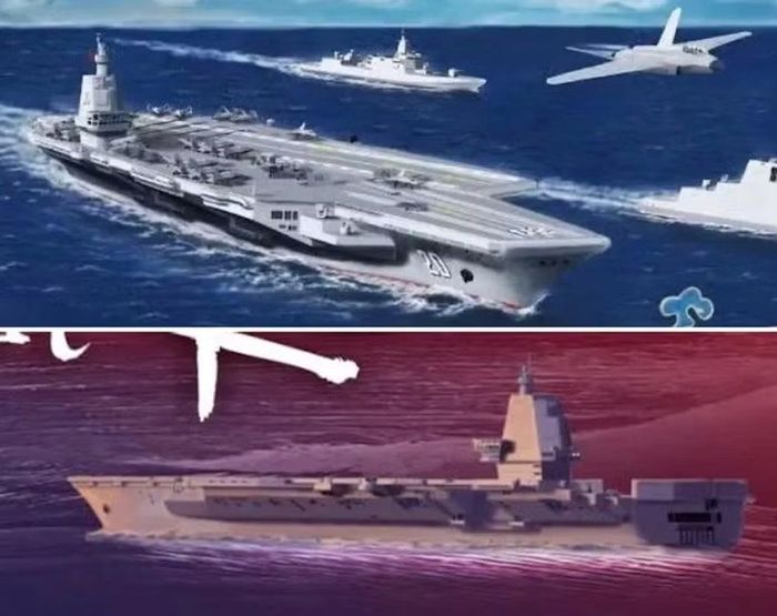 Hình vẽ mô phỏng tàu sân bay thế hệ tương lai của Trung Quốc. Ảnh: TWZ.
