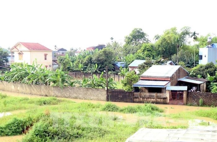 Một số khu dân cư trên địa bàn phường Phan Đình Phùng ngập úng do nước sông Cầu tràn vào. Ảnh: Trần Trang - TTXVN