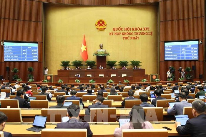 Quốc hội biểu quyết thông qua Nghị quyết của Quốc hội. Ảnh: An Đăng - TTXVN 