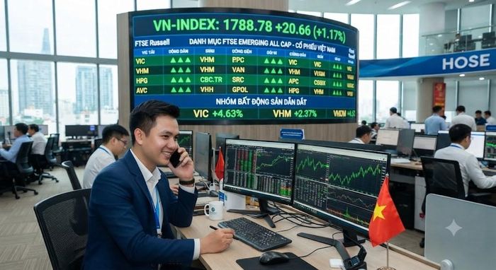 VN-Index áp sát mốc 1.800 điểm. Ảnh minh họa do AI tạo