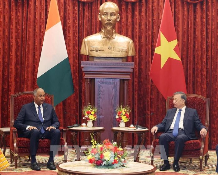 Tổng Bí thư, Chủ tịch nước Tô Lâm tiếp Chủ tịch Quốc hội Côte d’Ivoire Patrick Achi thăm chính thức Việt Nam. Ảnh: Thống Nhất – TTXVN 