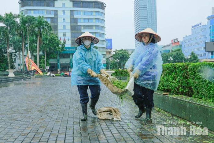 Nhiều thời điểm mưa to, nhưng công nhân vẫn miệt mài làm việc.