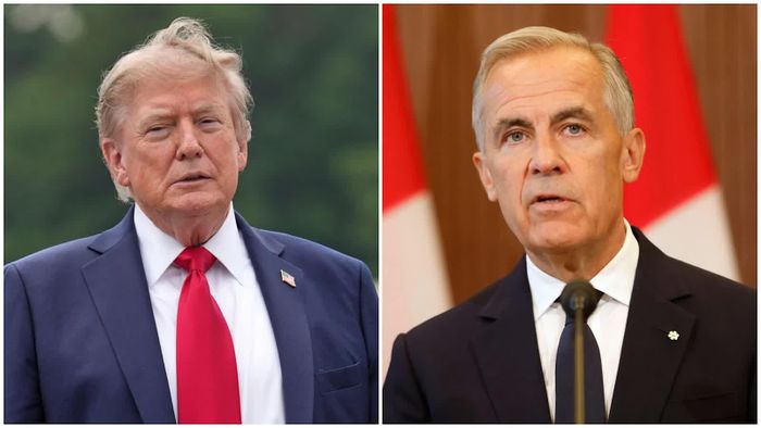 Tổng thống Mỹ Donald Trump (bên trái) nhiều lần đề cập khả năng sáp nhập Canada thành bang thứ 51 của Mỹ, khiến quan hệ song phương chịu thêm sức ép. Ảnh: AP