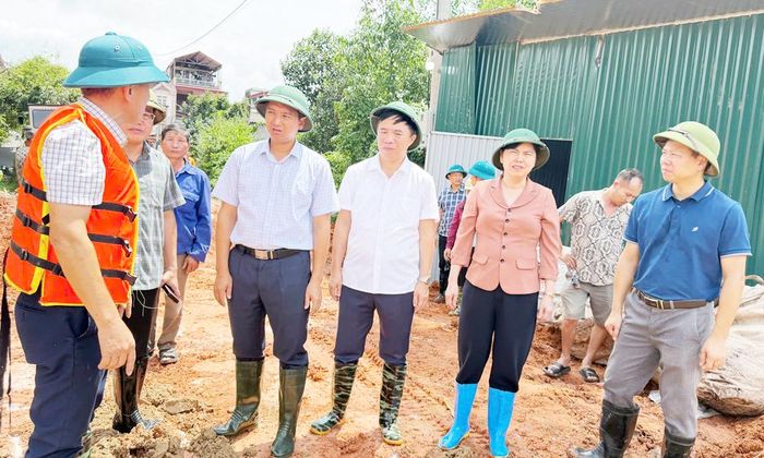  Đồng chí Nguyễn Việt Oanh chỉ đạo xã Tiên Lục khắc phục khẩn cấp sự cố cống Lỉnh. 