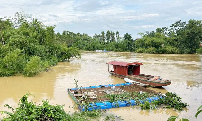  Người dân các xã ven sông Thương chủ động neo đậu thuyền, lồng bè nuôi trồng thủy sản đến khu vực an toàn.  