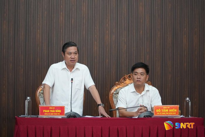 Phó Chủ tịch UBND thành phố Phan Thái Bình phát biểu kết luận buổi làm việc. Ảnh: HỒ QUÂN