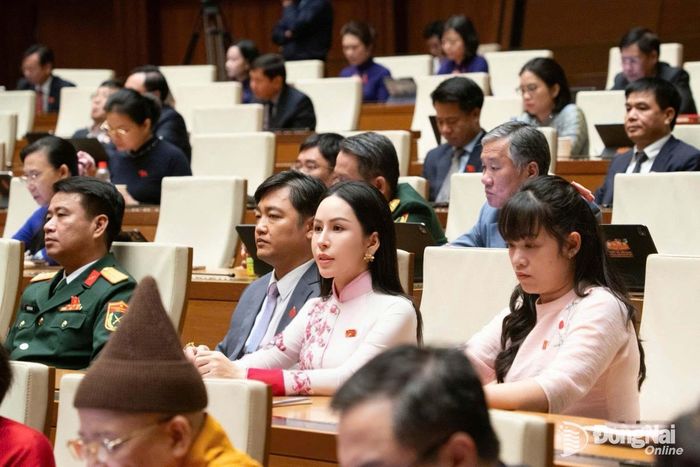 Các đại biểu Đoàn Đại biểu Quốc hội thành phố Đồng Nai tham dự phiên bế mạc. Ảnh: CTV