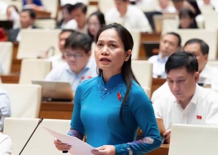  Đại biểu Siu Hương, Phó trưởng đoàn chuyên trách Đoàn Đại biểu Quốc hội tỉnh Gia Lai phát biểu. Ảnh: quochoi.vn 